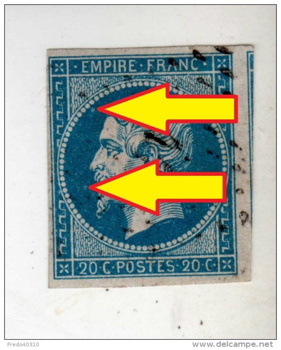 YT 14A - Napoléon III 20c Bleu - PC ??? - Variété Anneau Lune - 1853-1860 Napoleone III