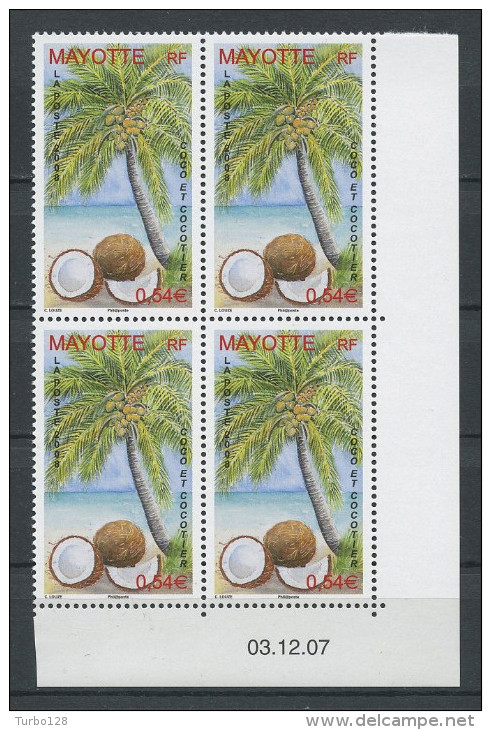 Mayotte 2008 N° 209 ** Bloc De 4 Coin Daté Neuf = MNH Superbe. Flore Arbre Tree Le Cocotier Flora - Neufs