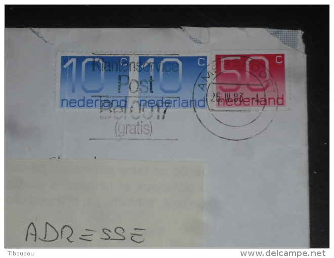 LETTRE PAYS BAS NEDERLAND HOLLAND AVEC YT 1042 ET 1104a - CENTENAIRE TIMBRE CHIFFRE - - Cartas & Documentos