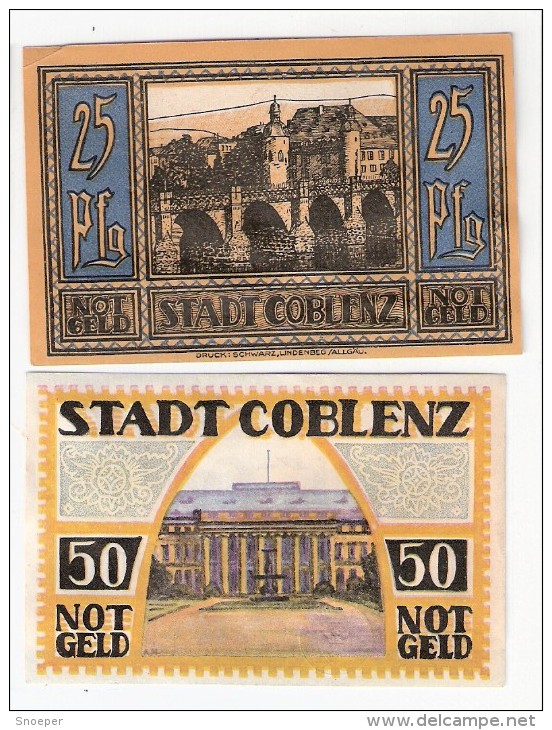 *notgeld Coblenz Serie  Compleet 25 Pf+ 3 X  50 Pf           233.1 - [11] Emissioni Locali