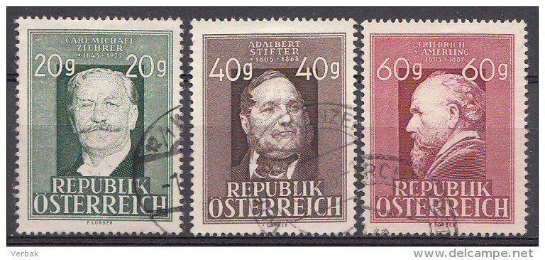 AUTRICHE Mi.nr.:855-857 Todestag Von Ziehrer, Stifter Und Amerling 1948 OBLITÉRÉS / USED / GESTEMPELD - Gebruikt