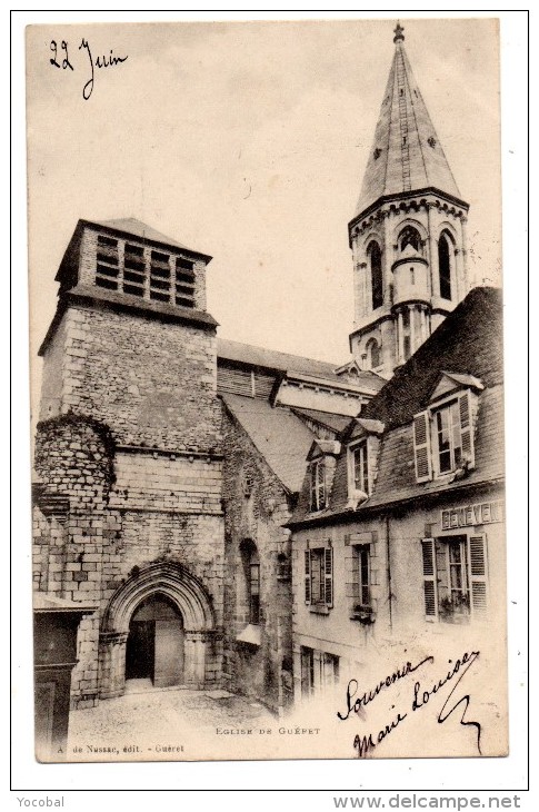 CP, 23, GUERET, Eglise De Guéret, Dos Simple, Voyagé En 1901 - Guéret