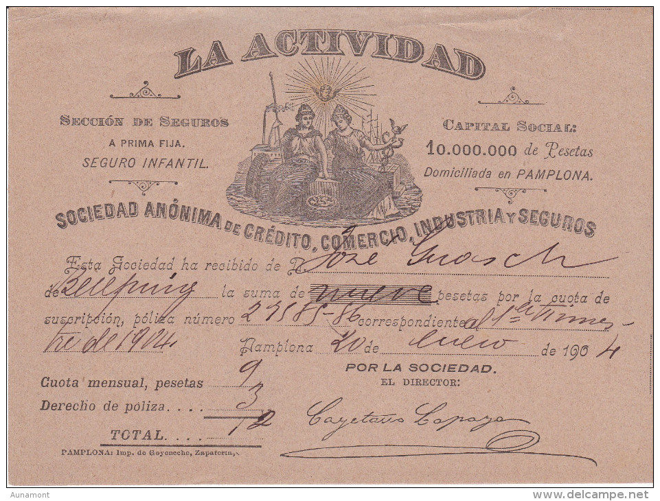 España--Carpeta De Poliza De Seguros--LA ACTIVIDAD-- Con 45 Recibos Del Año 1904 Al 1910 - Spain