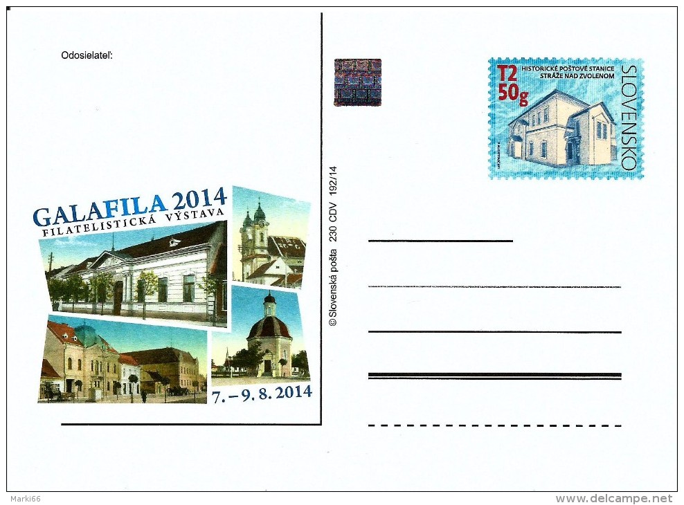 Slovakia - 2014 - Galafila Philatelic Exhibition - Postcard With Original Stamp And Hologram - Postkaarten