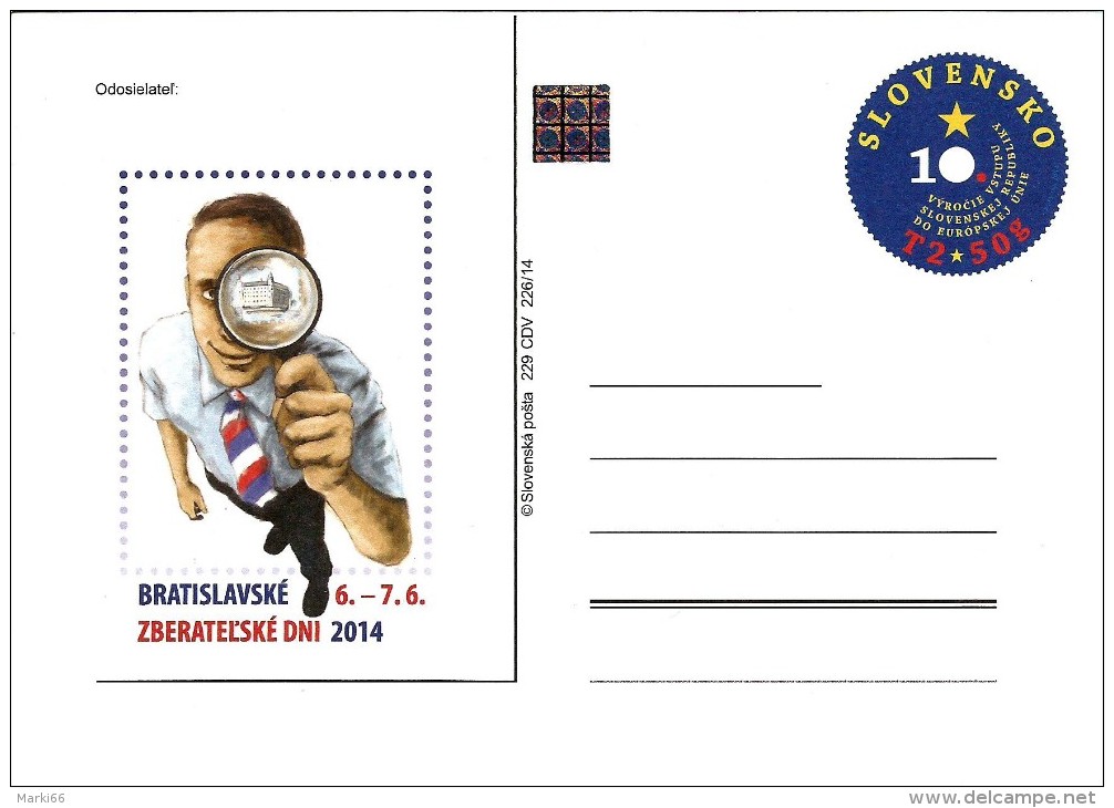 Slovakia - 2014 - Bratislava Collectors Day 2014 - Postcard With Original Stamp And Hologram - Cartoline Postali