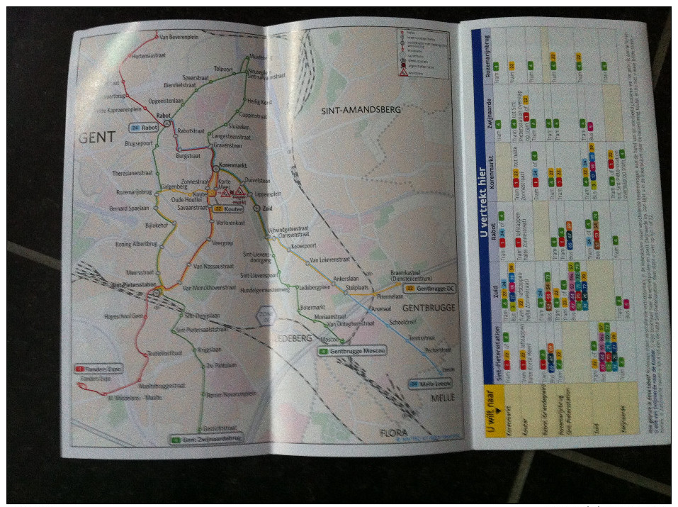 Transit Map Ghent, Belgium / Subway / Bus / Tram / U Bahn/ Métro / Tramway / Strassenbahn - World