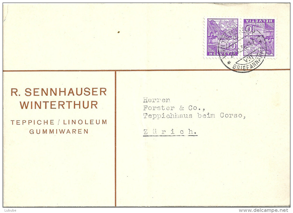 Brief  Winterthur - Zürich  (Kehrdruck Frankatur)          1936 - Tete Beche