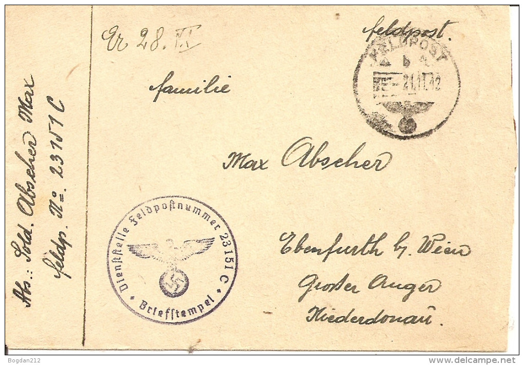 1942 - RUSSLAND / Ebenfurt B.Wien, 2 Scan - 1941-43 Occupation: Germany