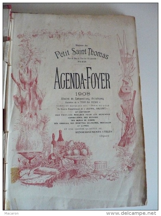 AGENDA FOYER 1908 Maison Du Petit St Thomas. Avec Annotations Et Dépenses D'une Jeune-Fille, Voir Description Complète - Groot Formaat: 1901-20