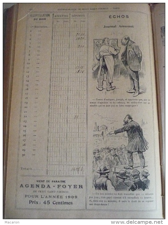 AGENDA FOYER 1908 Maison du Petit St Thomas. Avec annotations et Dépenses d'une Jeune-Fille, voir description complète