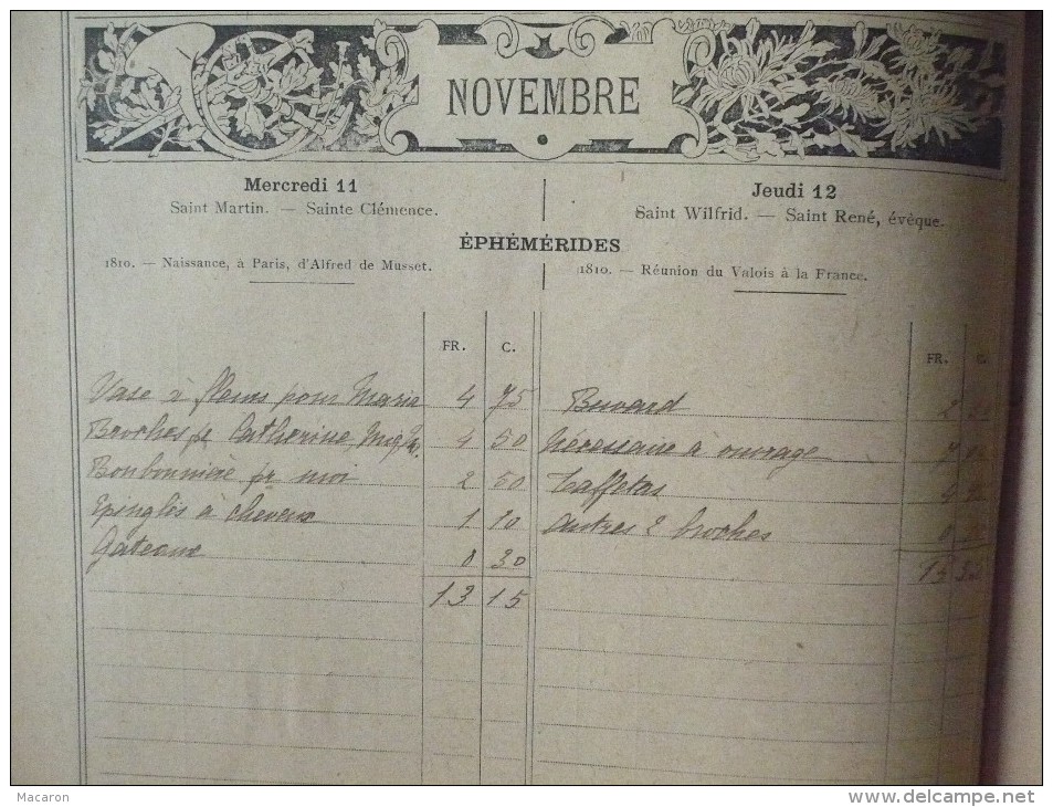 AGENDA FOYER 1908 Maison du Petit St Thomas. Avec annotations et Dépenses d'une Jeune-Fille, voir description complète