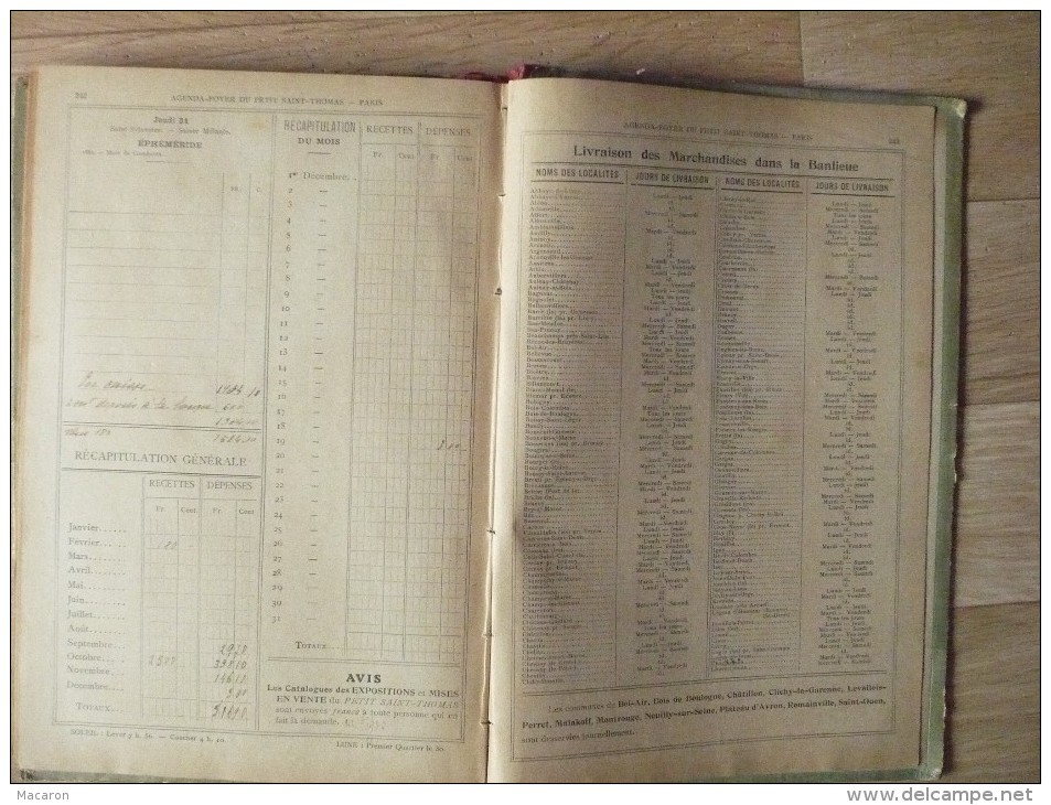 AGENDA FOYER 1908 Maison du Petit St Thomas. Avec annotations et Dépenses d'une Jeune-Fille, voir description complète