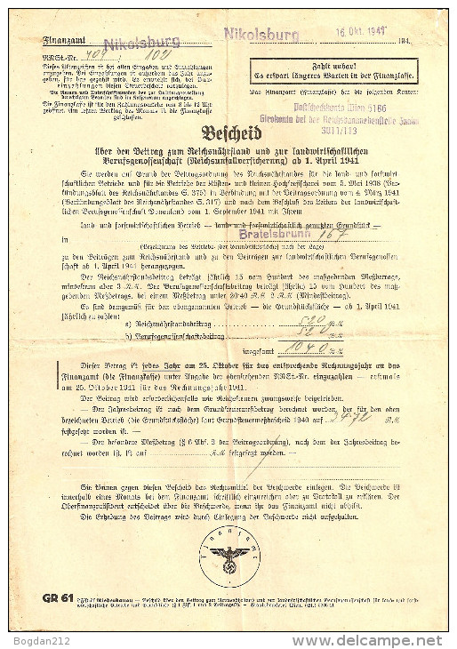 1941 - RUSSLAND / NIKOLSBURG-BEATELSBRUNN, 2 Scan - 1941-43 Deutsche Besatzung