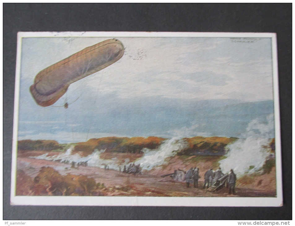 AK / Bildpostkarte 1916 Zeppelin / Luftschiff. Feldpostkarte 1. WK. Berlin Südende. Kanonen An Der Front. - Zeppeline