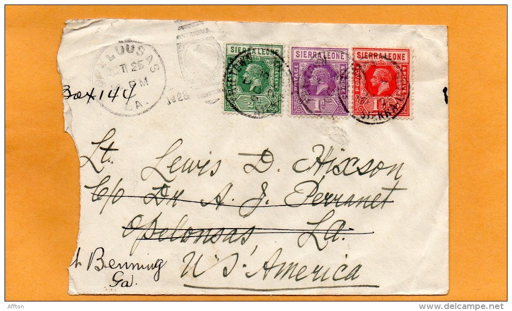 Siera Leone 1928 Cover Mailed To USA - Sierra Leone (...-1960)