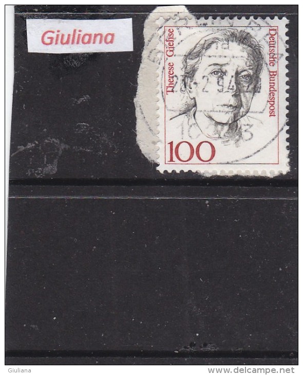 Germania 1988 - Yt 1222 Used 100p Brun-rouge E Gris-noir  Ordinaria Donne Della Storia Tedesca - Sonstige & Ohne Zuordnung