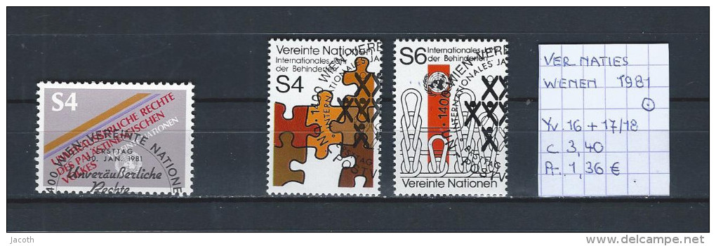 UNO - Wenen - 1981 - Yv. 16 + 17/18 Gest./obl./used - Usados