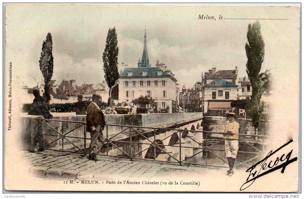 77 MELUN - Pont De L'ancien Chatelet (cpa Couleurs) - Melun