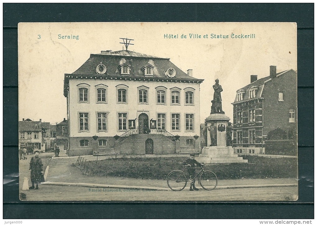 SERAING: Hotel De VIlle Et Statue Cockerill,  Gelopen Postkaart 1911 (GA16907) - Seraing