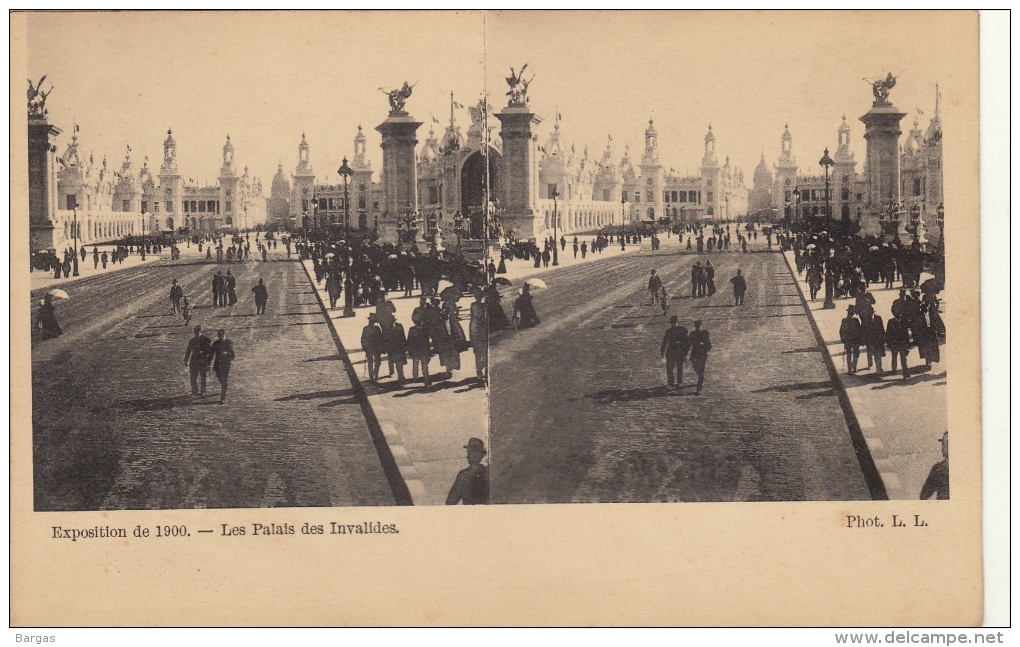 Carte Stereo France Paris Exposition 1900 Palais Des Invalides - Cartes Stéréoscopiques