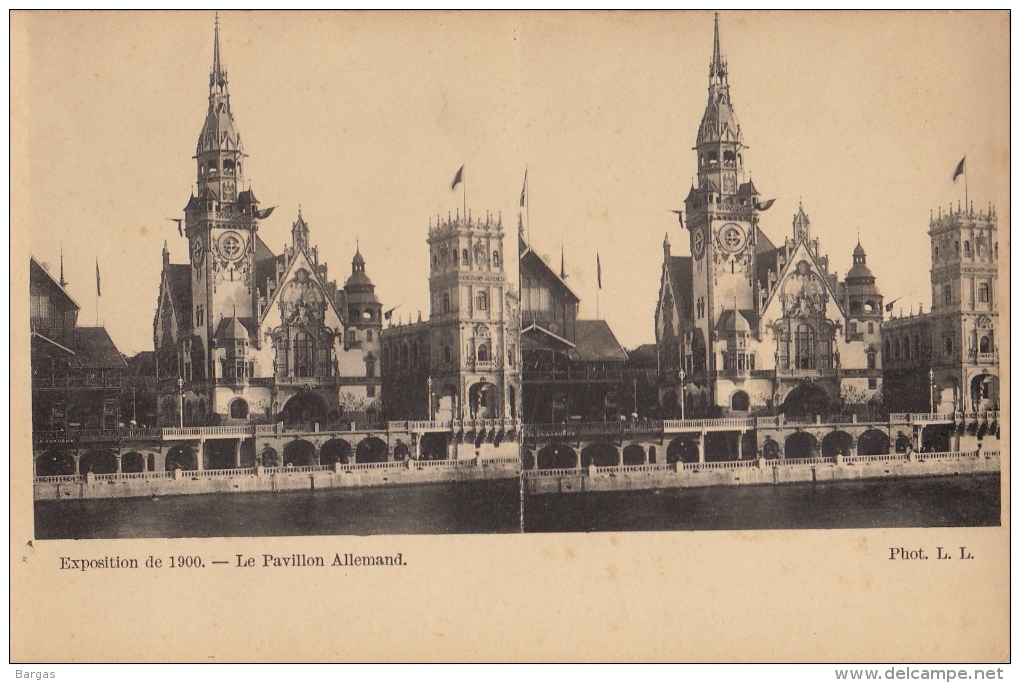 Carte Stereo France Paris Exposition 1900 Pavillon Allemand - Cartes Stéréoscopiques