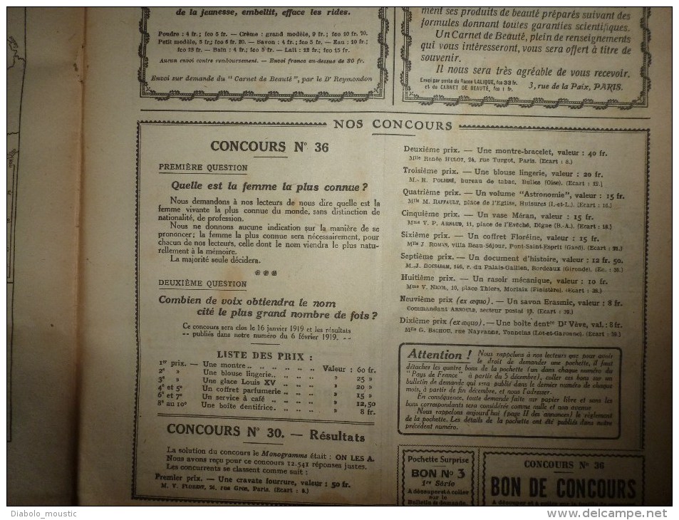 1918 LPDF: Fanions LPDF;Arkhangel;Union ALSACE-LORRAINE;Les Q-BOATS; Yanks; Y.M.C.A; Diverses recettes et informations