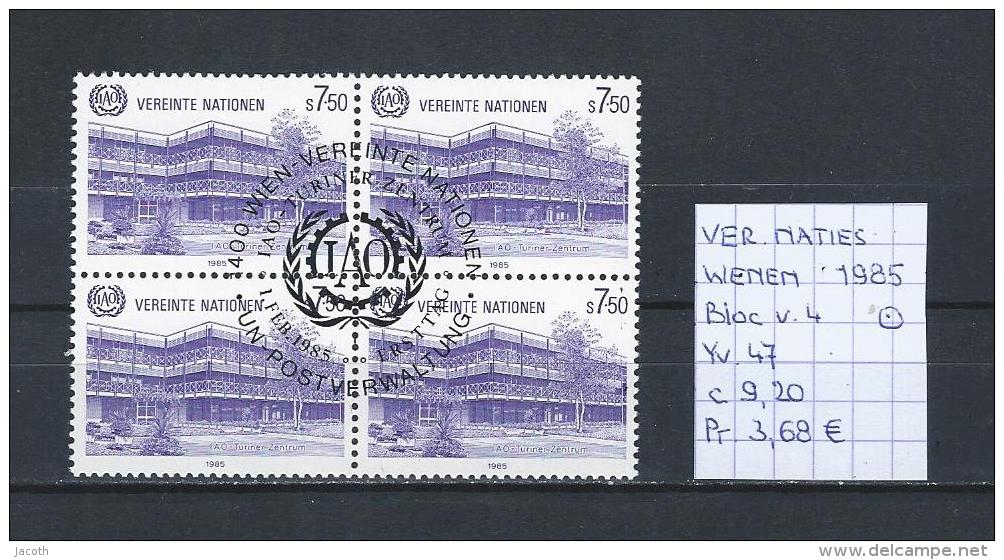 UNO - Wenen - 1985 - Yv. 47 In Bloc Van 4 Gest./obl./used - Usados