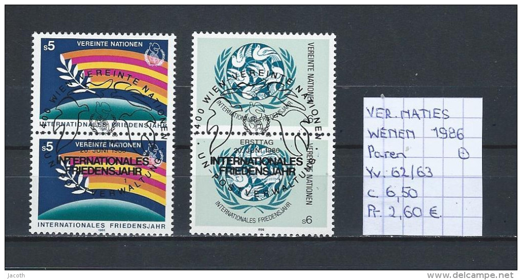 UNO - Wenen - 1986 - Yv. 62/63 In Paren Gest./obl./used - Usados