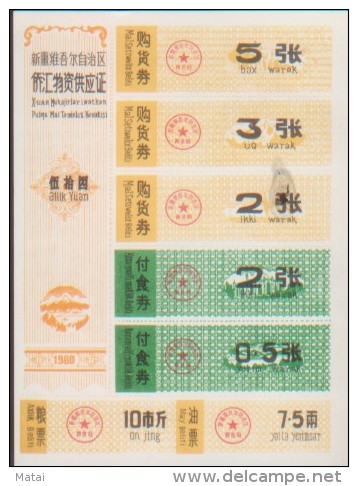 CHINA CHINE  1980 XINJIANG  OVERSEAS CHINESE REMITTANCES MATERIAL SUPPLY CARD - Chine