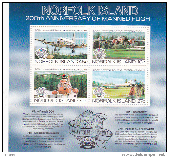 Norfolk Island 1983 Manned Flight Bicentenary Souvenir Sheet MNH - Norfolk Island
