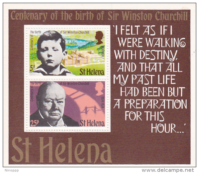 St Helena 1974 Churchill Souvenir Sheet MNH - Saint Helena Island