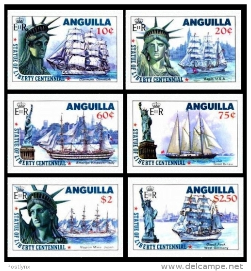 ANGUILLA 1985 Ships Liberty IMPERF.SET:6 Bicentennial USA-related [non Dentelé,Geschnitten,no Dentado,non Dentellato] - Anguilla (1968-...)
