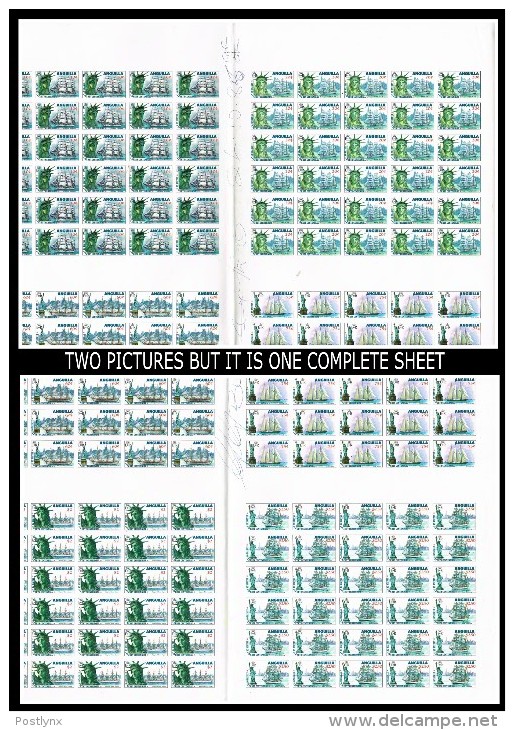 ANGUILLA 1985 Ships Liberty UNCUT Fold.IMPERF.SHEET:6x30 Stamps (180 Stamps) Bicentennial USA-related /SIZE: A3+ - Anguilla (1968-...)