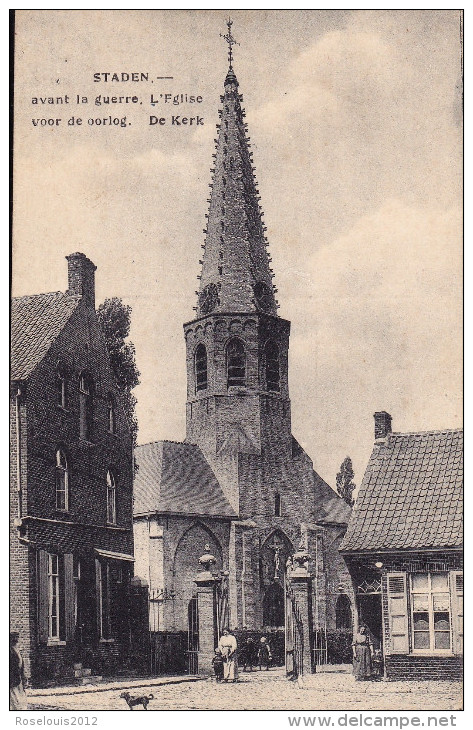 STADEN : Avant La Guerre - L'église - Staden