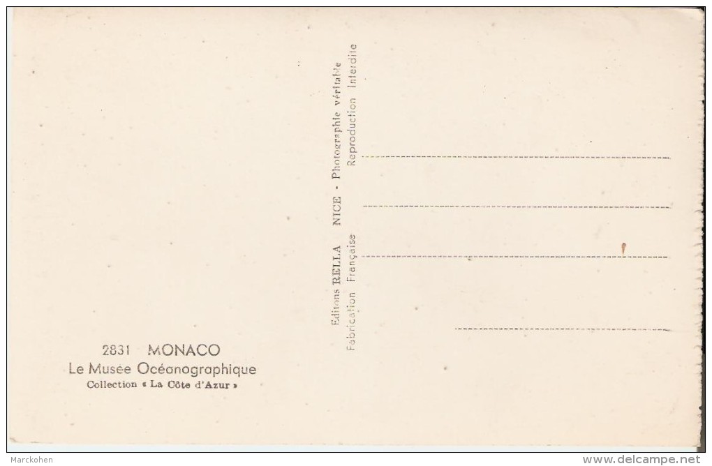 MONACO : Musée Océanographique - Façade, Côté De La Mer (Delefortrie, Architecte). Cliché Peu Courant Sous Cet Angle. - Oceanografisch Museum