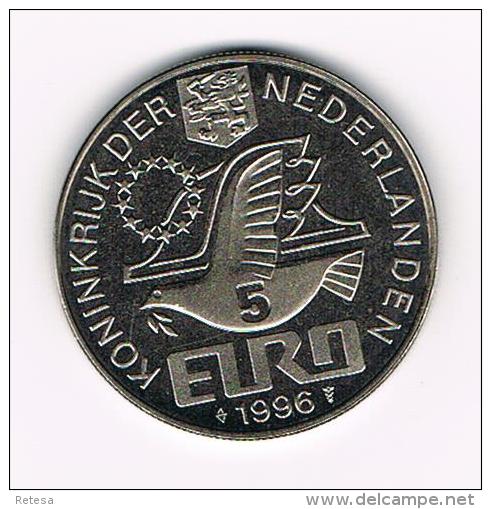 ¨¨ NEDERLAND  HERDENKINGSMUNT  WILLEM BARENTSZ  NOVA ZEMBLA  5 EURO 1996 - Pièces écrasées (Elongated Coins)