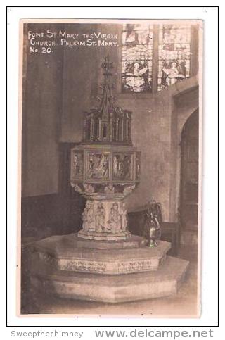 RP THE FONT PULHAM ST MARY REAL PHOTOGRAPHIC Norfolk St Mary The Virgin Church INTERIOR Pulham USED 1916 - Sonstige & Ohne Zuordnung