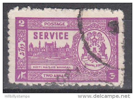 India States  Bhopal    Scott No  051    Used    Year 1944   Perf 12 - Bhopal