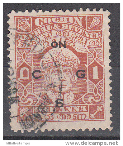 India States   Cochin     Scott No  047     Used     Year 1937 - Cochin