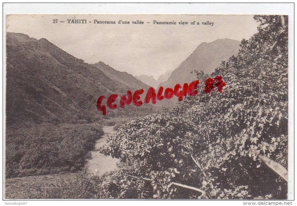 OCEANIE - TAHITI - PANORAMA D' UNE VALLEE- PANORAMIC VIEW OF A VALLEY - RARE EDITEUR G. SAGE - Tahiti