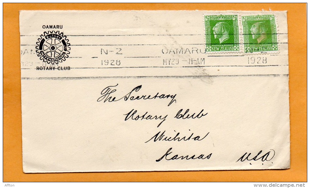 New Zealand 1928 Cover Mailed To USA - Brieven En Documenten