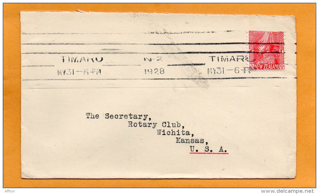 New Zealand 1928 Cover Mailed To USA - Briefe U. Dokumente
