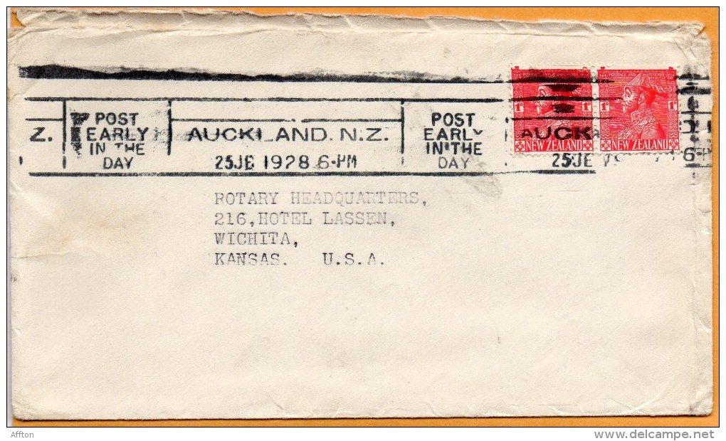 New Zealand 1928 Cover Mailed To USA - Storia Postale