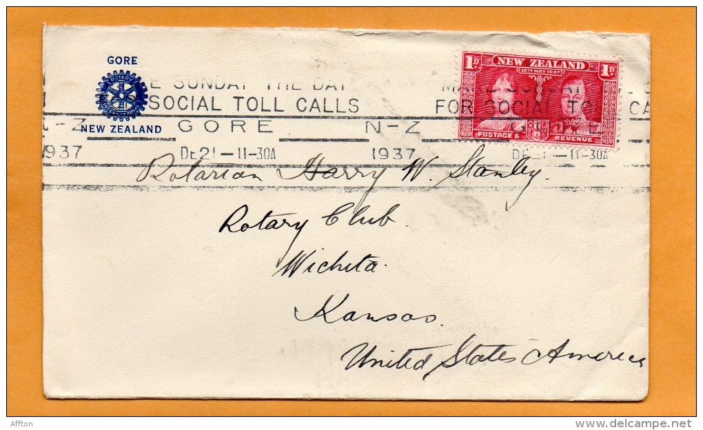 New Zealand 1937 Cover Mailed To USA - Briefe U. Dokumente