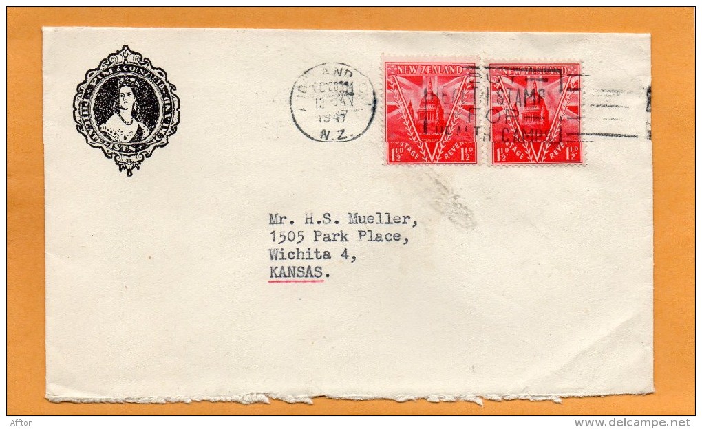 New Zealand 1947 Cover Mailed To USA - Brieven En Documenten