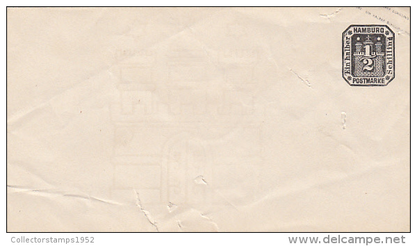 1086- HAMBURG- HALF A SCHILING EMBOISED COVER STATIONERY, CASTLE- WATERMARKED PAPER, UNUSED, GERMANY - Hambourg
