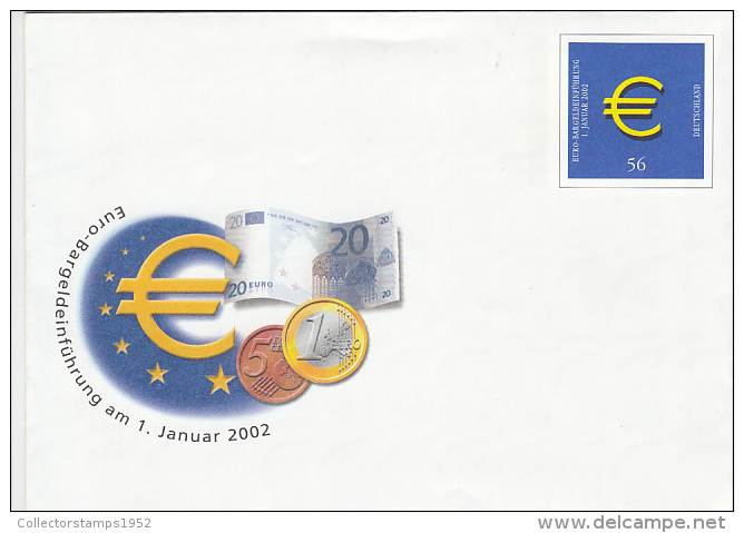 1087- EURO CURRENCY, COVER STATIONERY, UNUSED, 2002, GERMANY - Umschläge - Ungebraucht