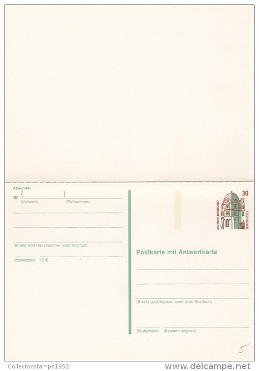 1090- CELLE CASTLE, POSTCARD STATIONERY WITH ANSWER POSTCARD, UNUSED, GERMANY - Postkaarten - Ongebruikt