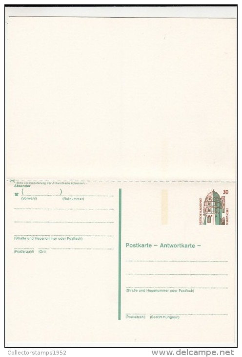 1090- CELLE CASTLE, POSTCARD STATIONERY WITH ANSWER POSTCARD, UNUSED, GERMANY - Postkarten - Ungebraucht