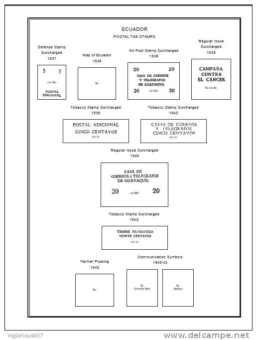 ECUADOR STAMP ALBUM PAGES 1865-2011 (449 pages)
